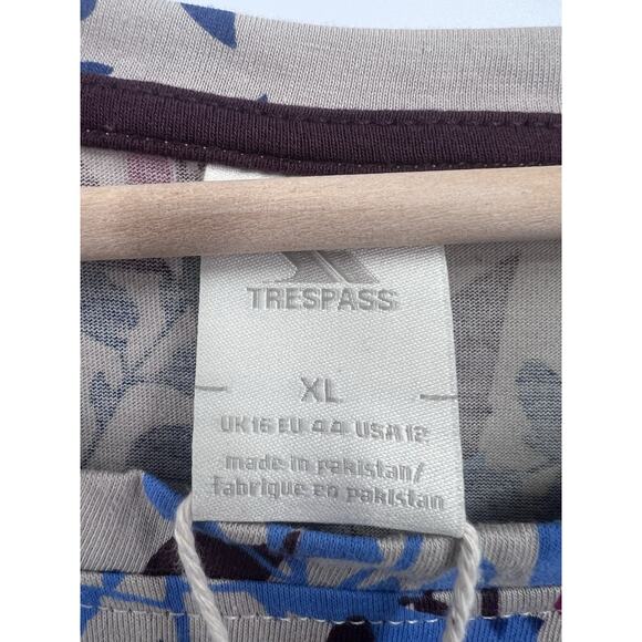 Trespass Leopard Blue Floral Graphic Print Short Sleeve T-shirt 12/XL NWT - Picture 4 of 5